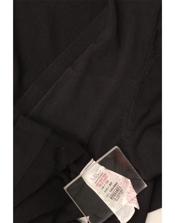 Marks & Spencer Womens Full Zip Cardigan Sweater UK 12 Medium Black Viscose