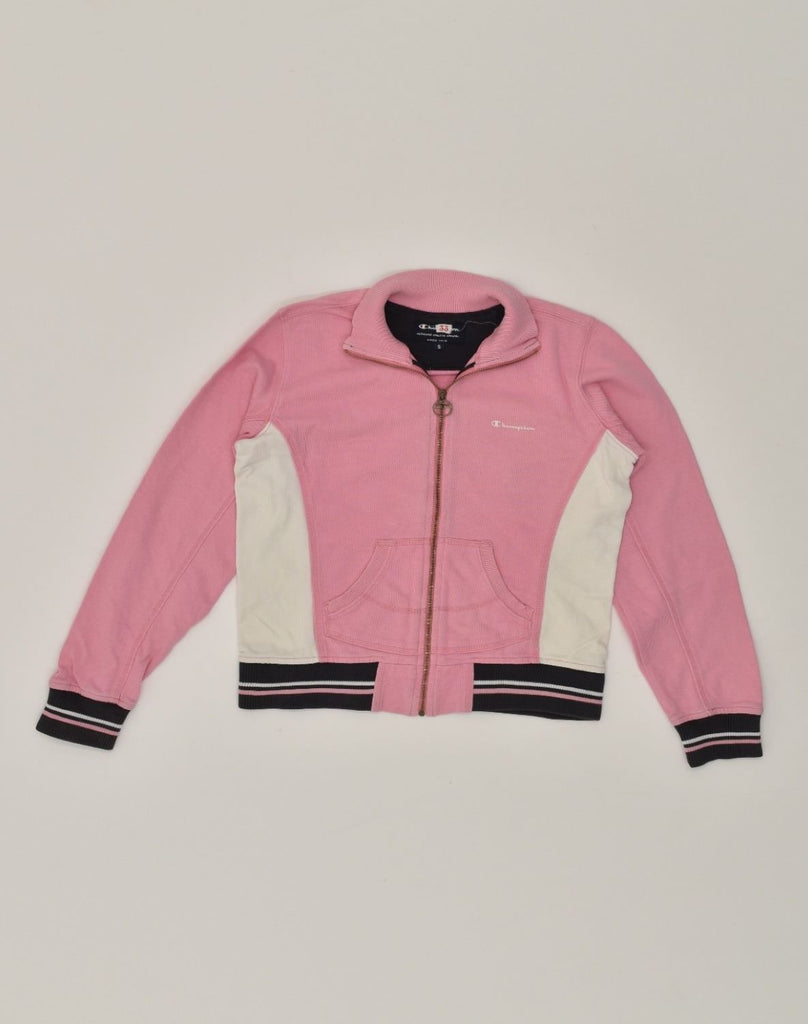 CHAMPION Womens Tracksuit Top Jacket UK 10 Small Pink Colourblock Cotton | Vintage Champion | Thrift | Second-Hand Champion | Used Clothing | Messina Hembry 