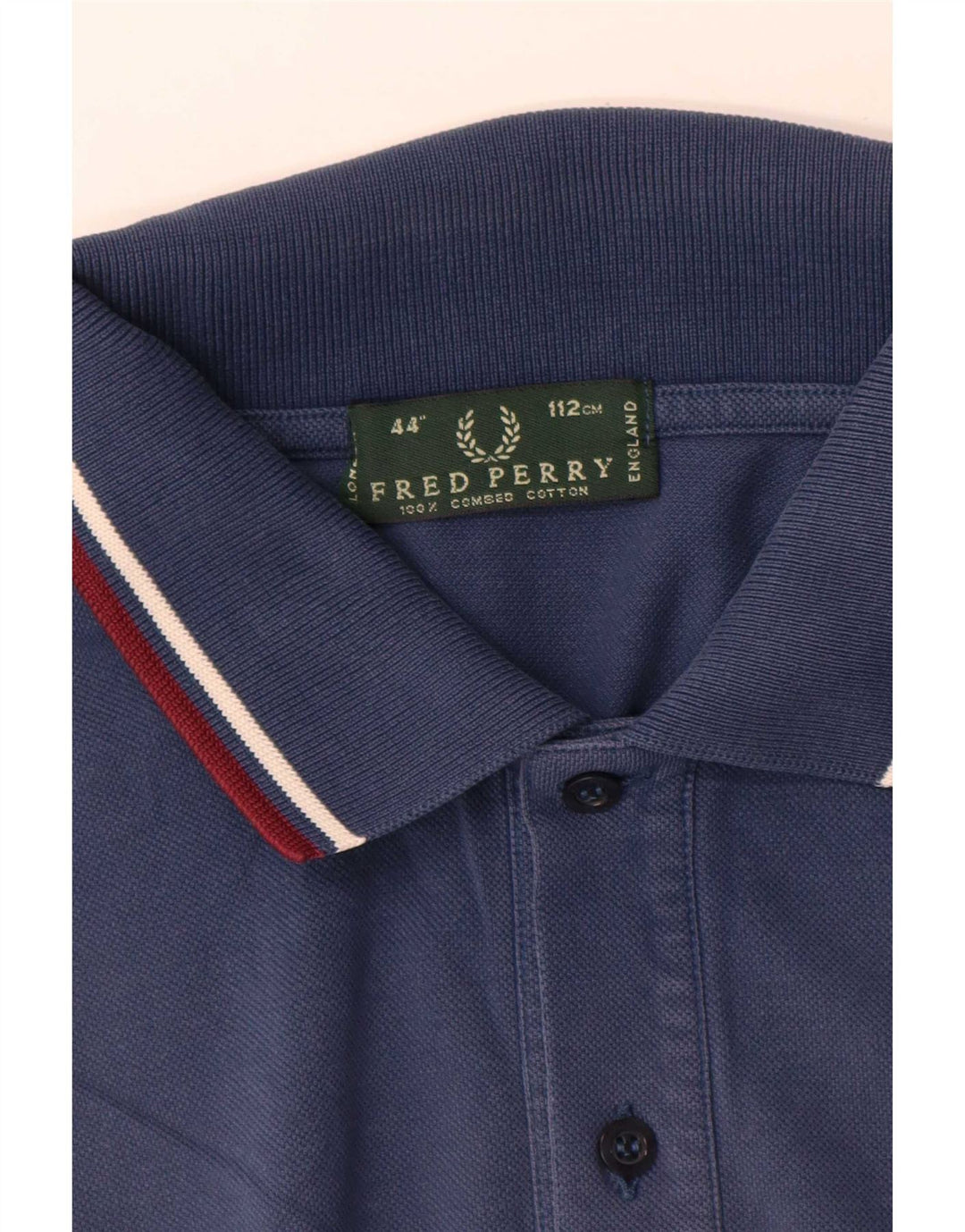 Fred Perry Mens Polo Shirt Medium Navy Blue Striped Cotton
