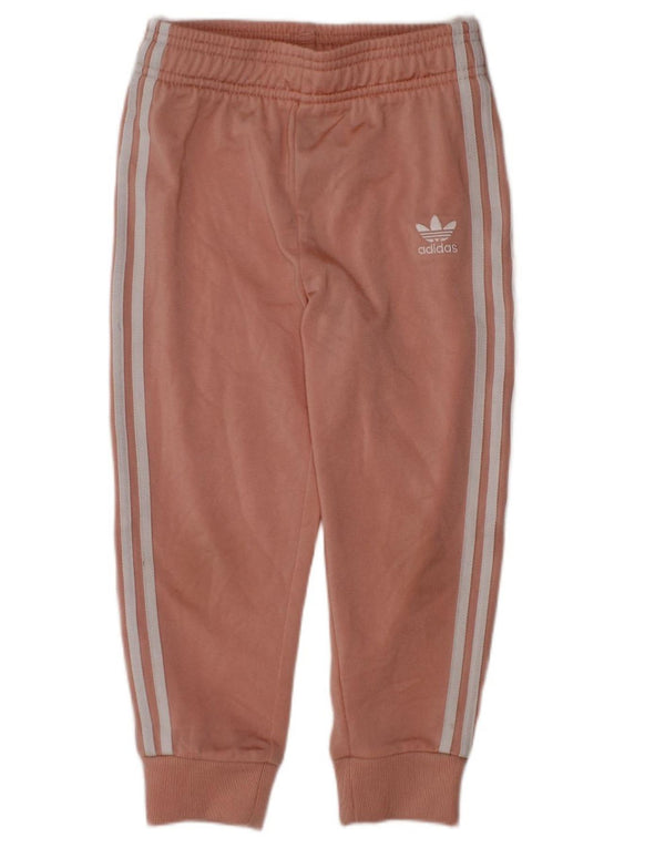 ADIDAS Girls Tracksuit Trousers Joggers 3-4 Years  Pink Polyester