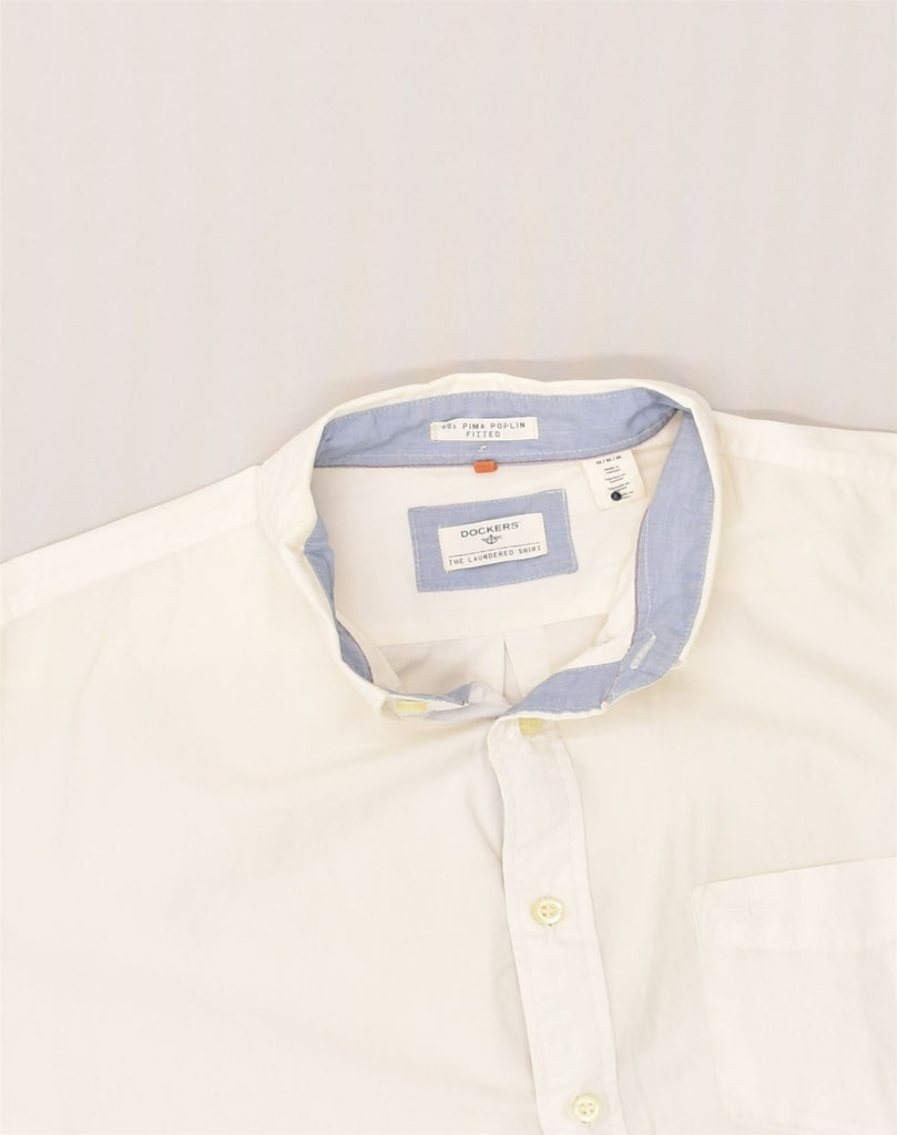 DOCKERS Mens Fitted Shirt Medium White Cotton | Vintage Dockers | Thrift | Second-Hand Dockers | Used Clothing | Messina Hembry 