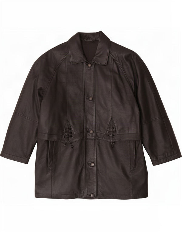 C&A Womens Leather Coat UK 16 Large Black