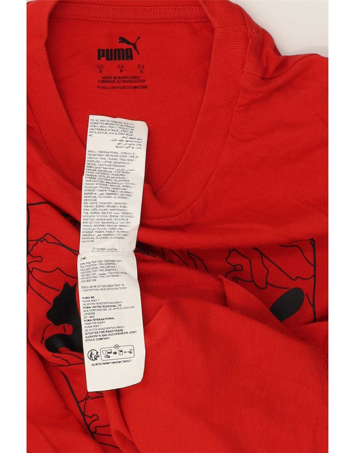 Puma Mens Graphic T-Shirt Top Small Red Cotton