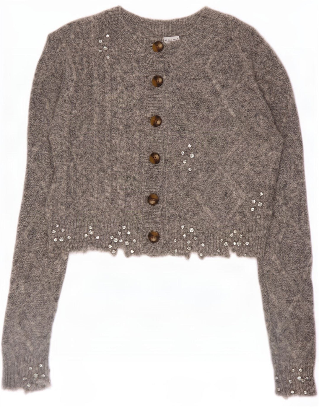 Zara Womens Crop Cardigan Sweater UK 10 Small Grey Polyamide