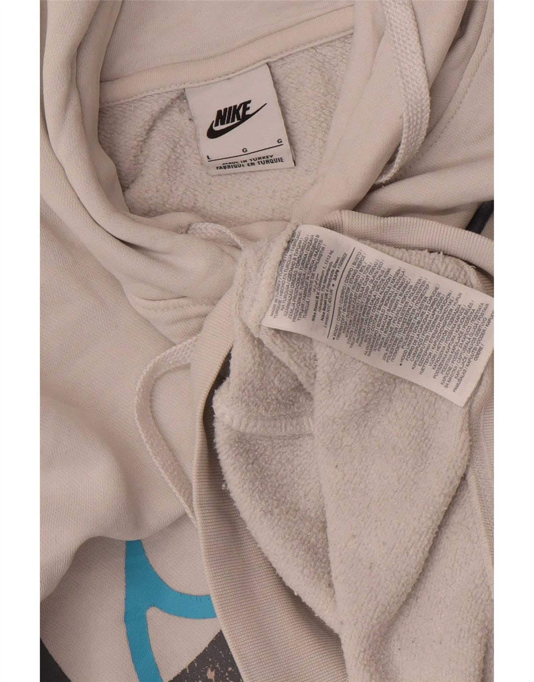 Nike Mens Graphic Hoodie Jumper Large White Cotton