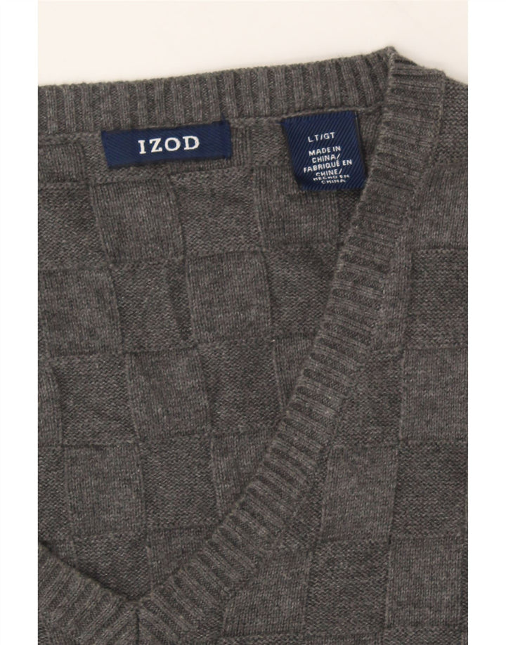 IZOD Mens Vest Tank Top Large Grey Check Cotton Vintage Izod and Second-Hand Izod from Messina Hembry 
