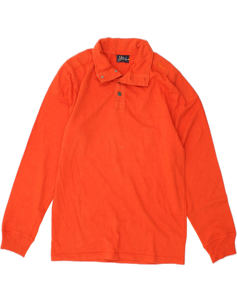 PEAK PERFORMANCE Mens Long Sleeve Polo Shirt Large Orange Cotton Vintage Peak Performance and Second-Hand Peak Performance from Messina Hembry 