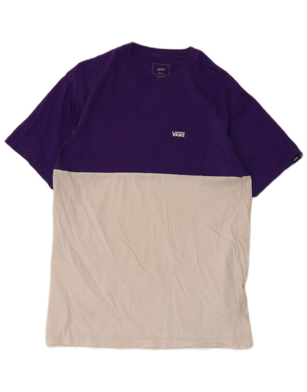 Vans Mens Classic Fit T-Shirt Top Medium Purple Colourblock Cotton