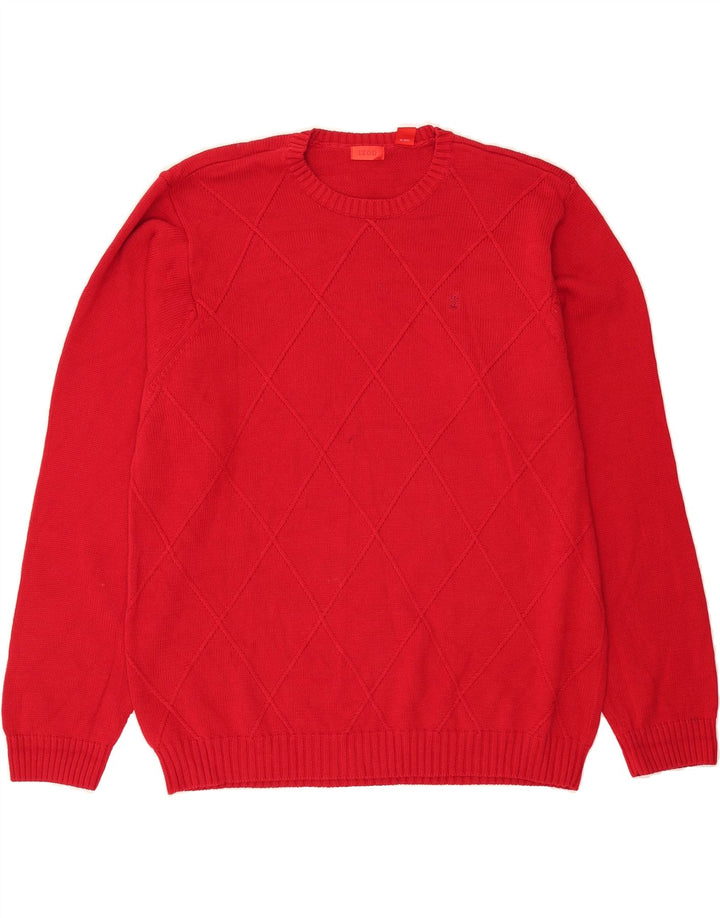 IZOD Mens Crew Neck Jumper Sweater XL Red Cotton Vintage Izod and Second-Hand Izod from Messina Hembry 