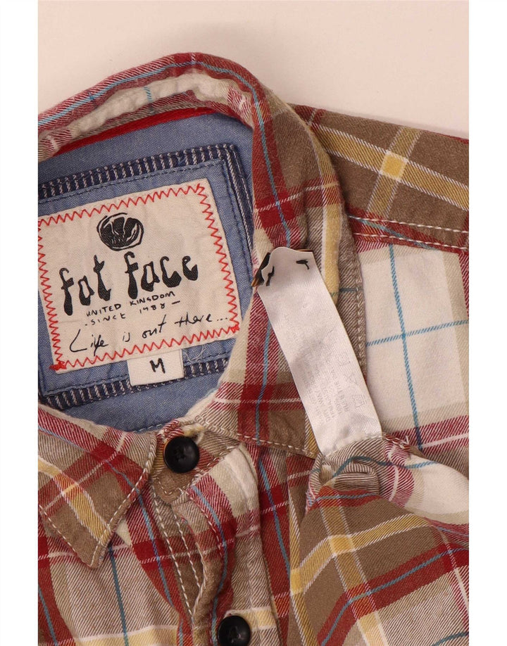 Fat Face Mens Flannel Shirt Medium Khaki Check Cotton