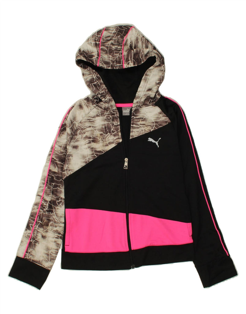 PUMA Girls Zip Hoodie Sweater 12-13 Years Large Multicoloured Colourblock Vintage Puma and Second-Hand Puma from Messina Hembry 