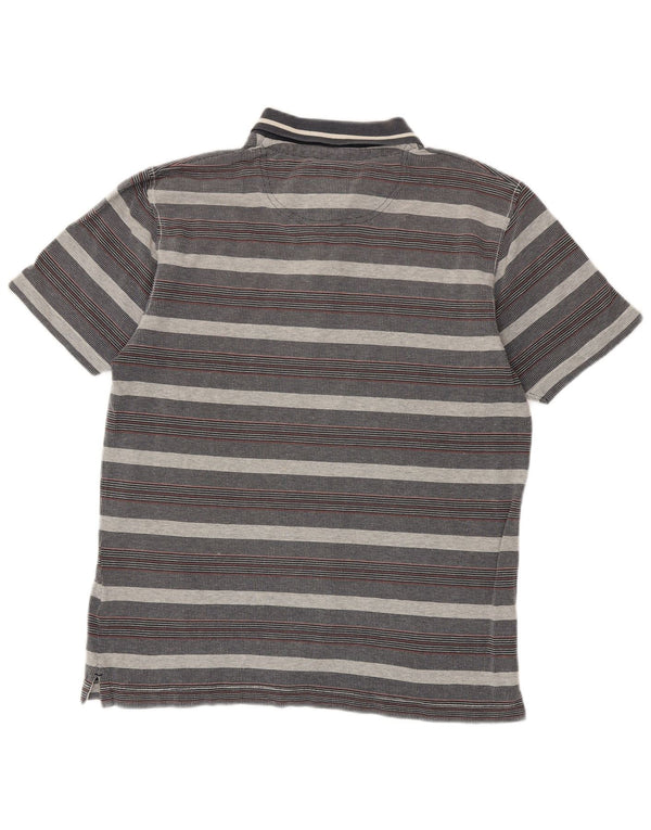 Fat Face Mens Polo Shirt Medium Grey Striped Cotton