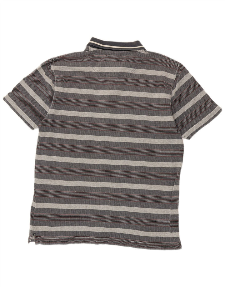 Fat Face Mens Polo Shirt Medium Grey Striped Cotton