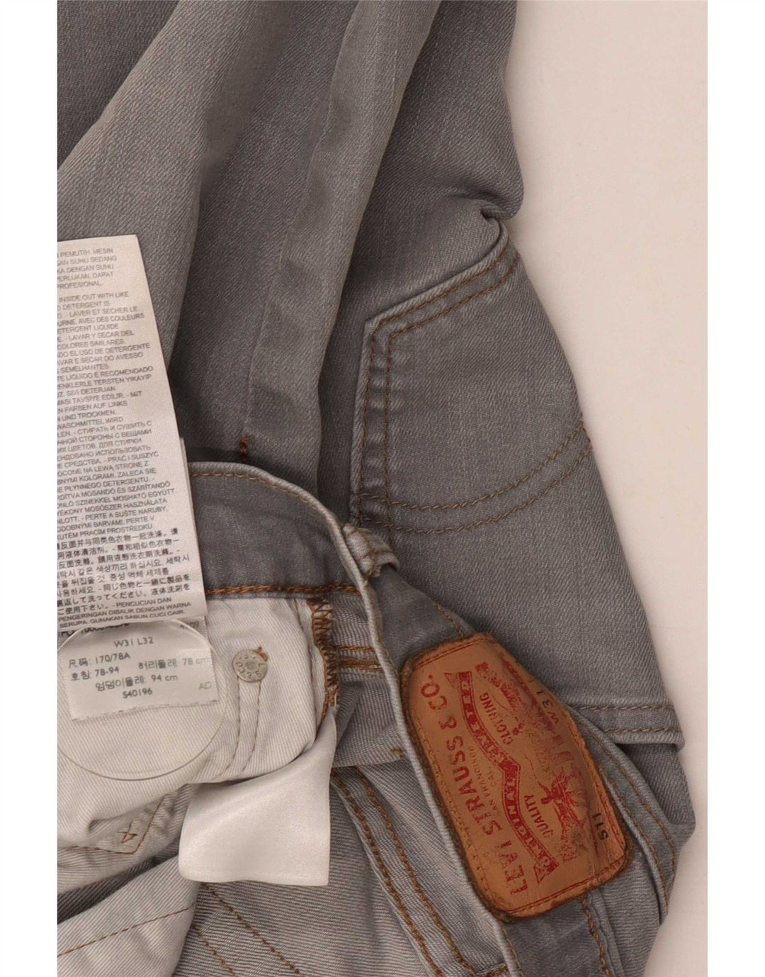 Levi's Mens 511 Slim Jeans W31 L27 Grey Cotton