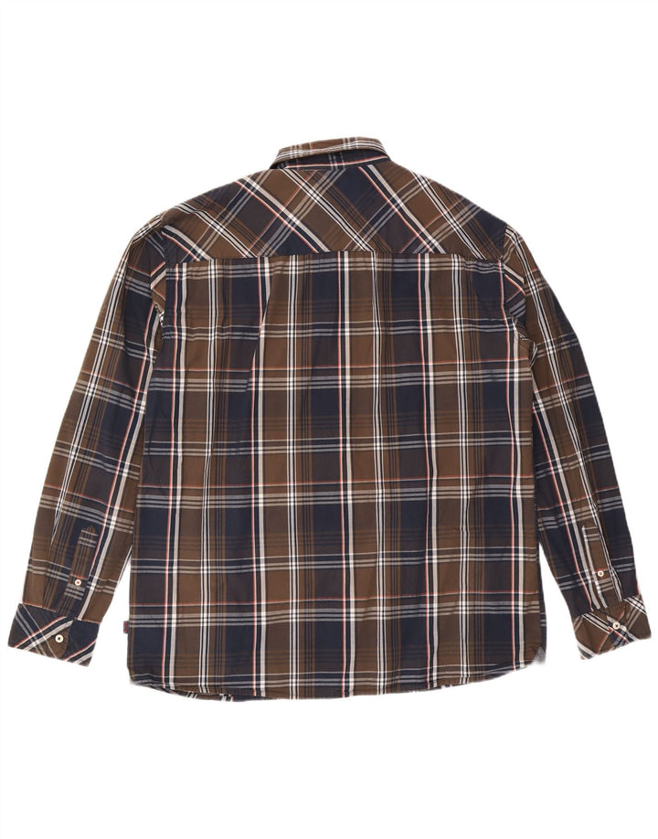 Mustang Mens Slim Fit Shirt 2XL Brown Check Cotton