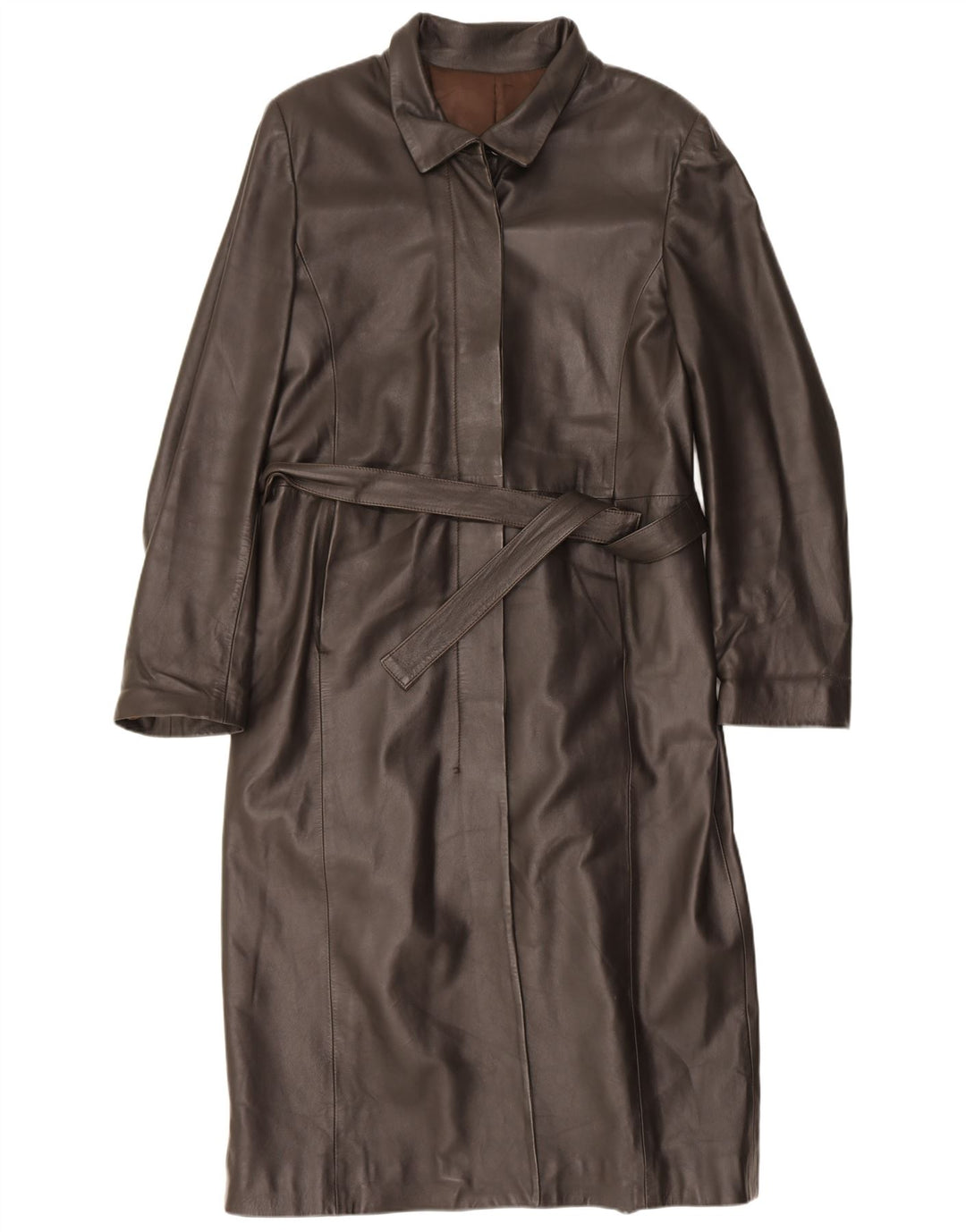 Vintage Womens Leather Coat IT 46 Large Brown