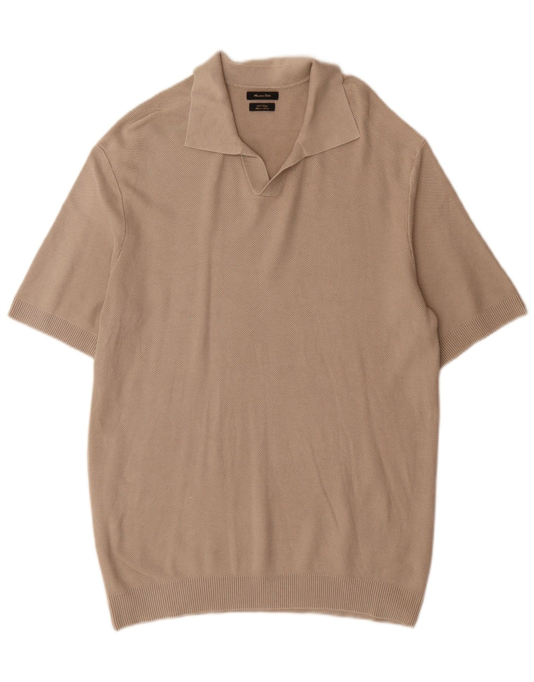 Massimo Dutti Mens Polo Shirt Large Grey Cotton