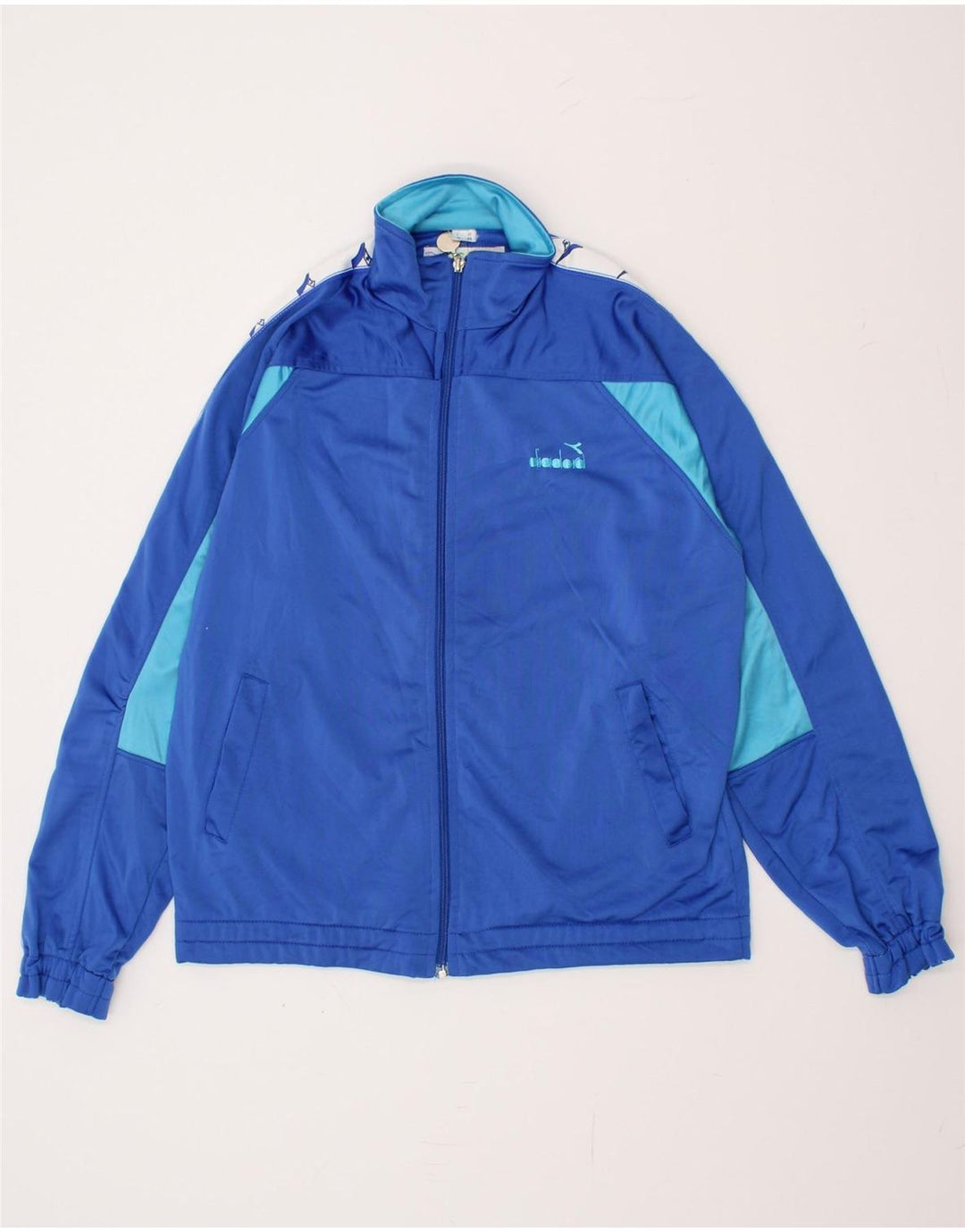 DIADORA Mens Graphic Tracksuit Top Jacket IT 48 Medium Blue Polyester Vintage Diadora and Second-Hand Diadora from Messina Hembry 