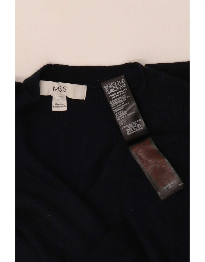 Marks & Spencer Womens V-Neck Jumper Sweater UK 16 Large Black Viscose