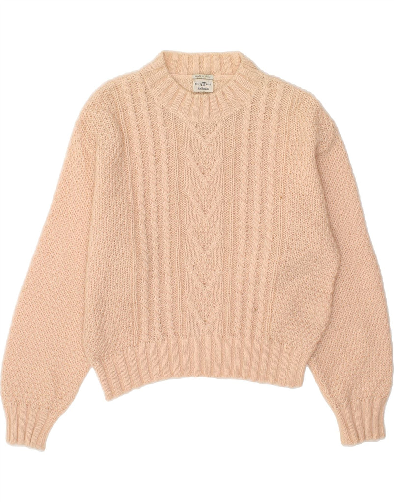 BELFE & BELFE Womens Crew Neck Jumper Sweater UK 14 Medium Beige Mohair | Vintage Belfe & Belfe | Thrift | Second-Hand Belfe & Belfe | Used Clothing | Messina Hembry 