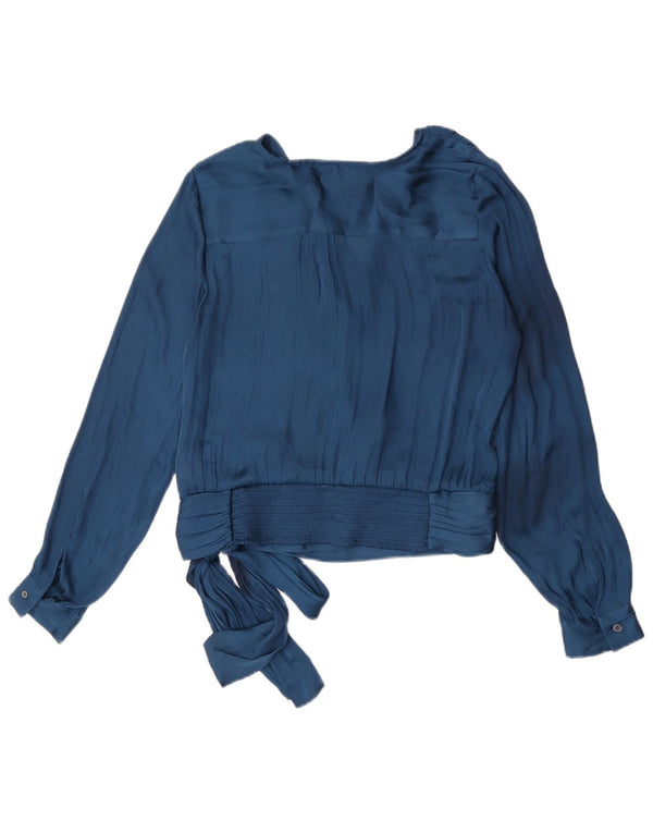 Banana Republic Womens Front Tie Shirt Blouse UK 10 Small Navy Blue