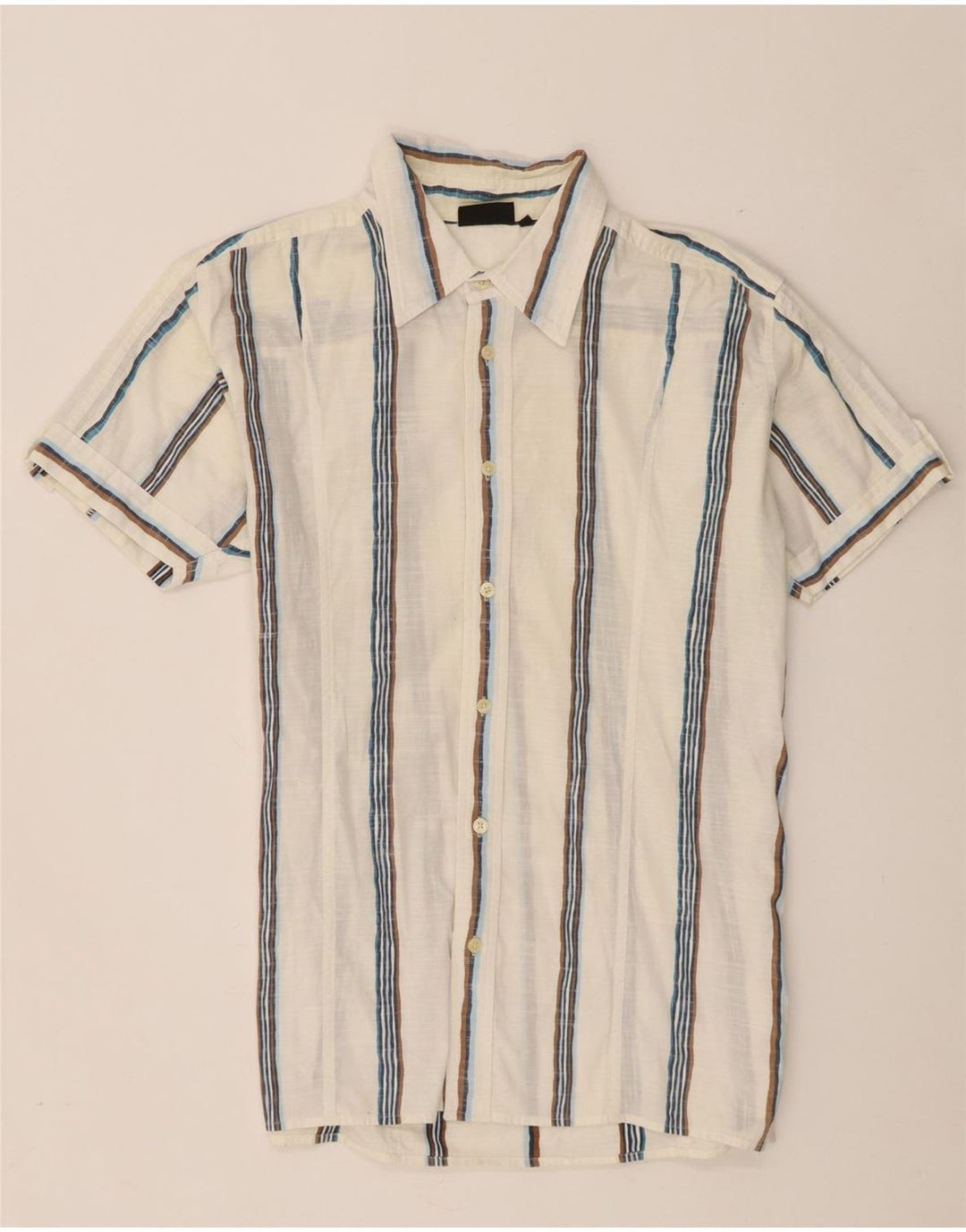 Lee Mens Short Sleeve Shirt Large White Striped Cotton