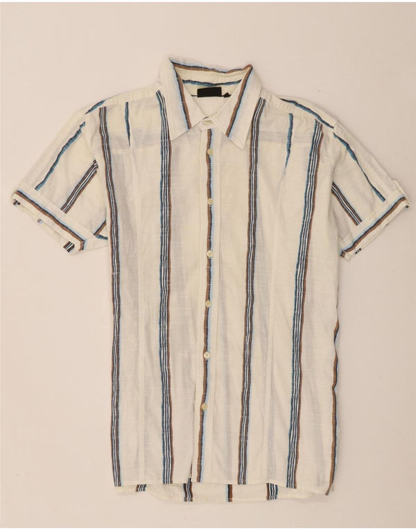 Lee Mens Short Sleeve Shirt Large White Striped Cotton