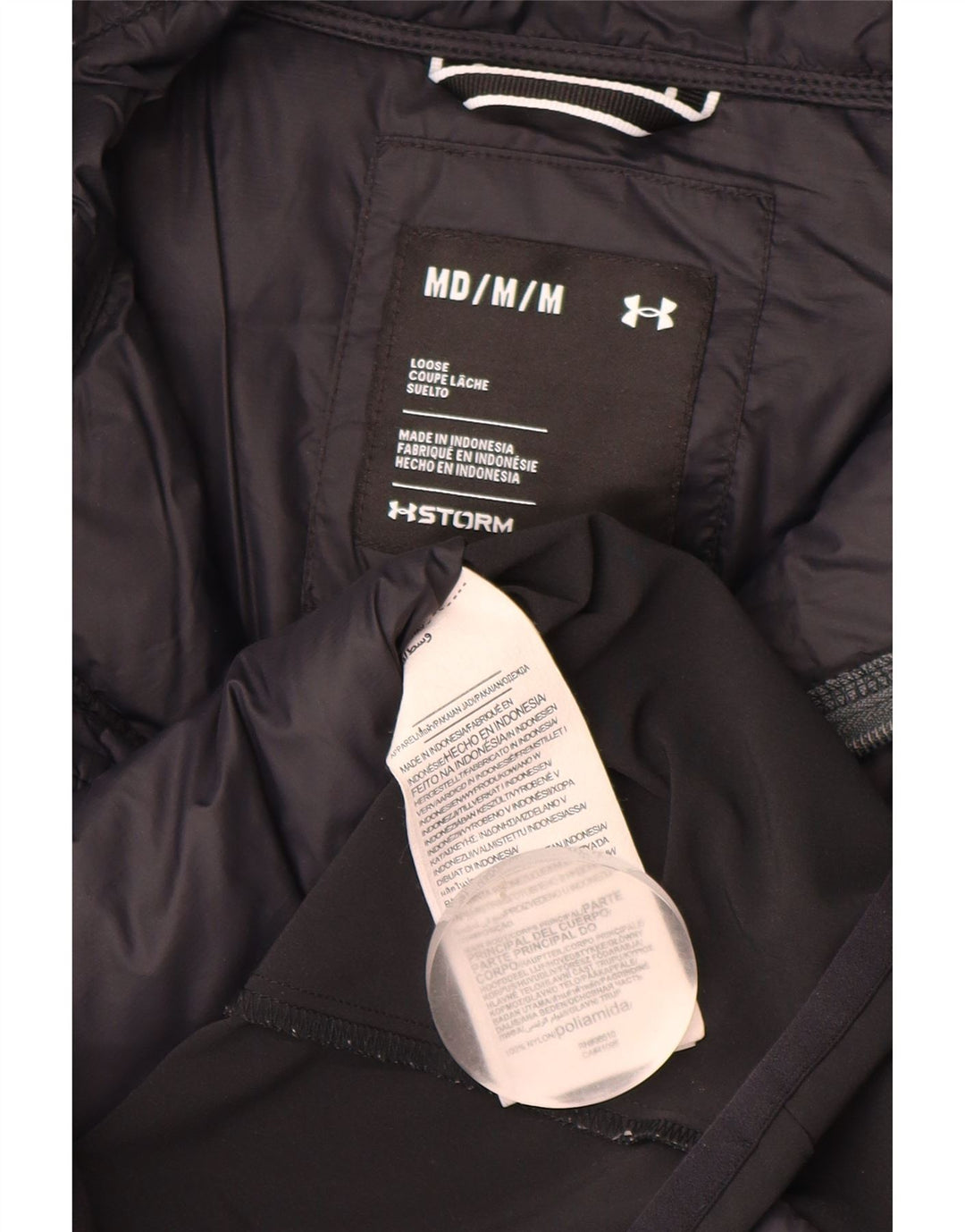 Under Armour Mens Graphic Padded Jacket UK 38 Medium Navy Blue Colourblock