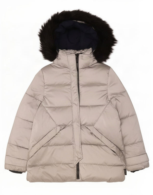 Zara Girls Hooded Padded Coat 13-14 Years Silver Polyester