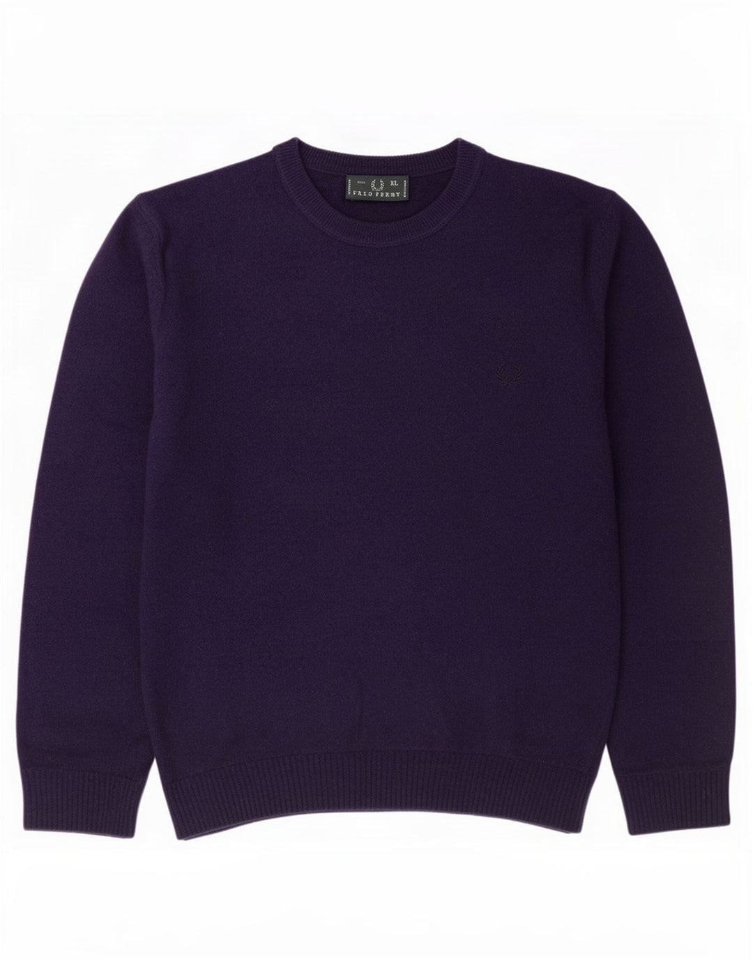 Fred Perry Mens Crew Neck Jumper Sweater XL Purple Wool