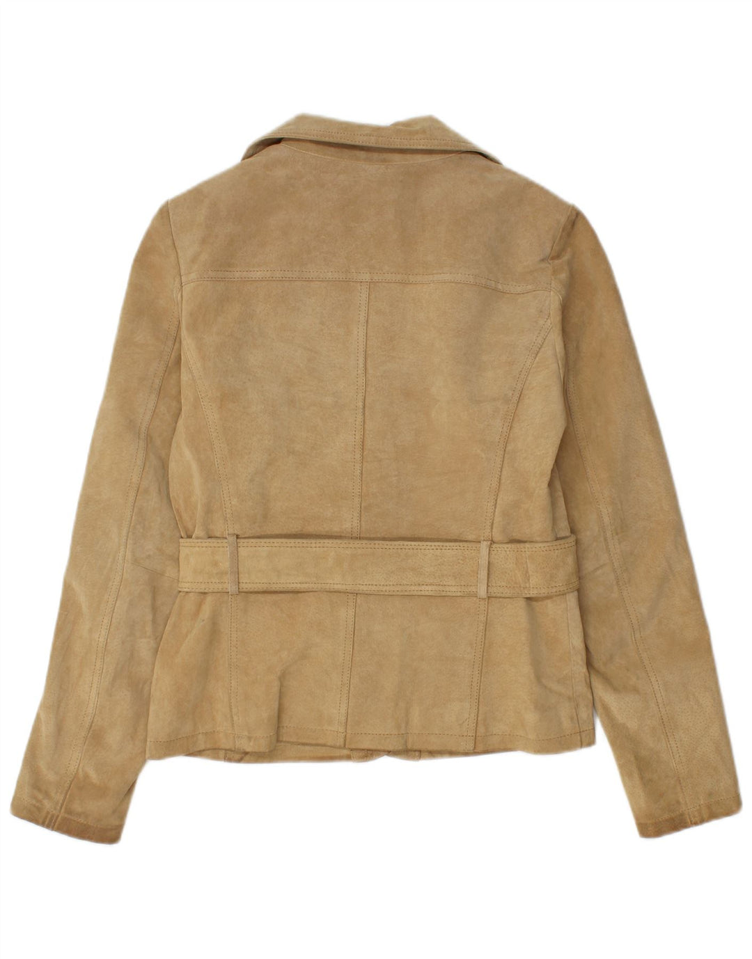 Vintage Womens 2 Button Suede Blazer Jacket UK 10 Small Beige Leather