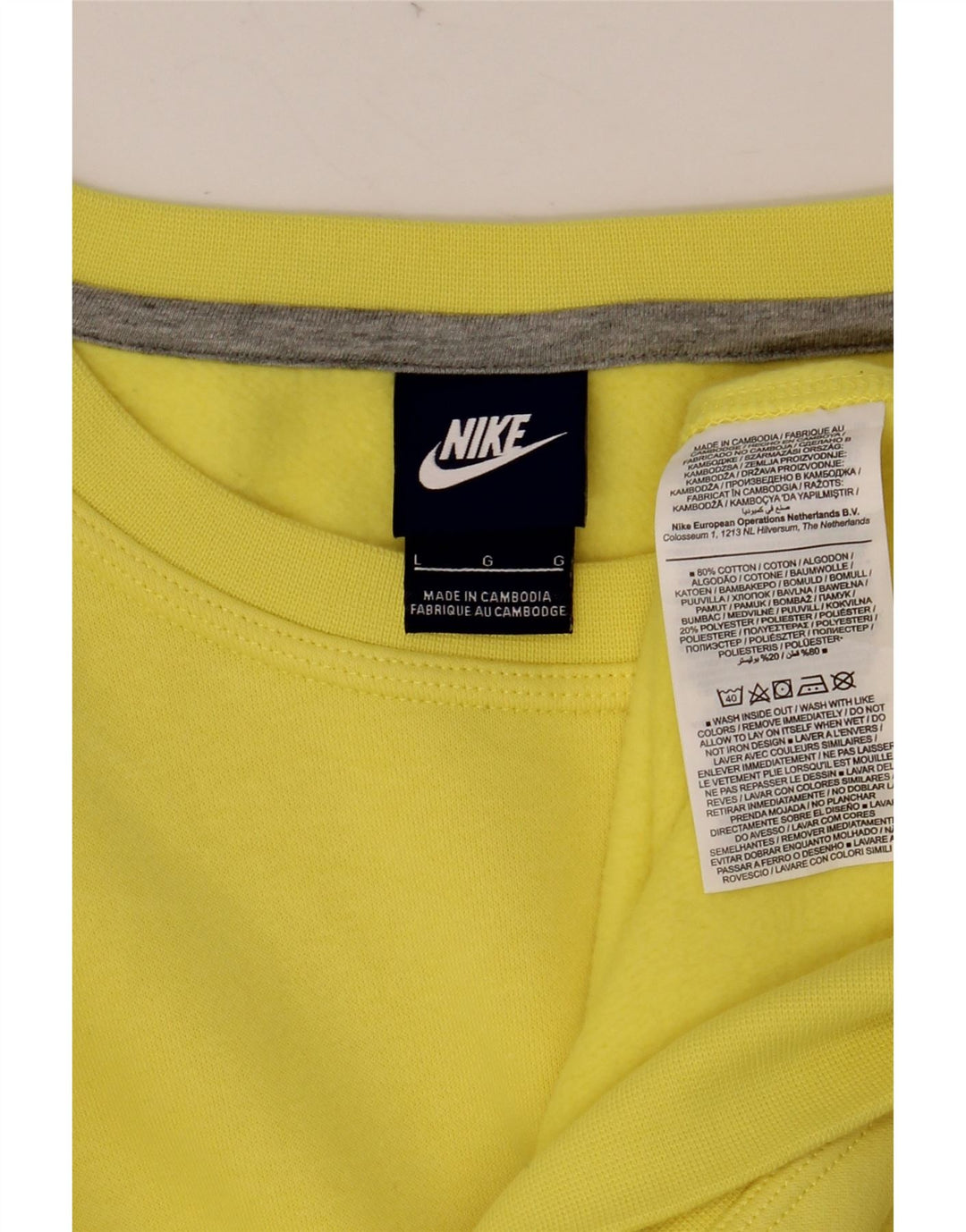 NIKE Mens Sweatshirt Jumper Large Yellow Cotton