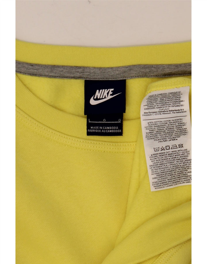 NIKE Mens Sweatshirt Jumper Large Yellow Cotton