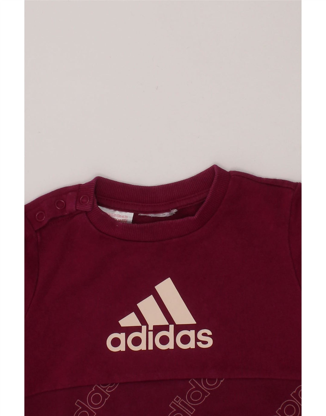 ADIDAS Baby Girls Graphic Sweatshirt Jumper 12-18 Months Maroon Vintage Adidas and Second-Hand Adidas from Messina Hembry 