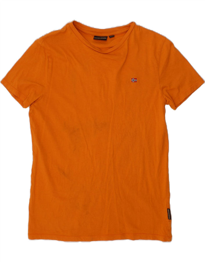 NAPAPIJRI Boys T-Shirt Top 13-14 Years Orange Vintage Napapijri and Second-Hand Napapijri from Messina Hembry 