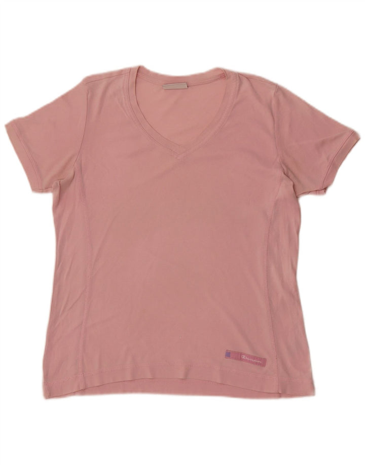 Champion Womens T-Shirt Top UK 14 Medium Pink Cotton