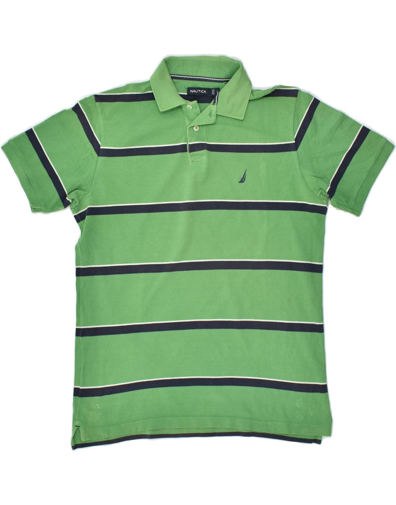 NAUTICA Mens Polo Shirt Small Green Striped Cotton | Vintage Nautica | Thrift | Second-Hand Nautica | Used Clothing | Messina Hembry 