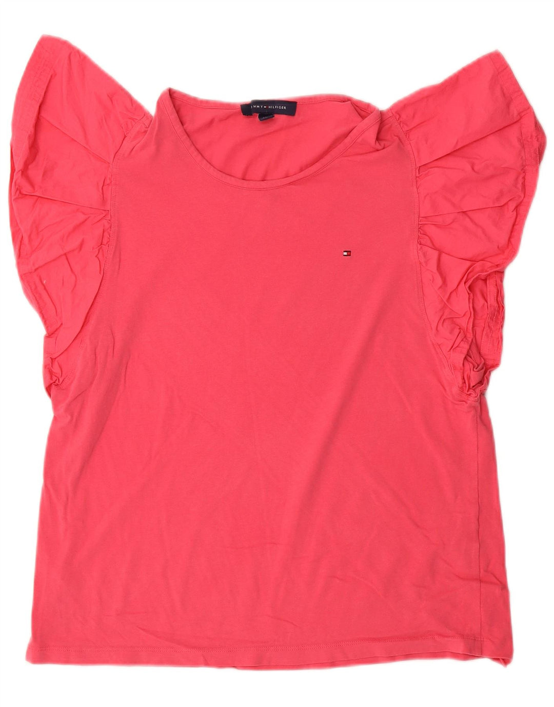 TOMMY HILFIGER Womens Batwing Blouse Top UK 14 Large Pink Cotton