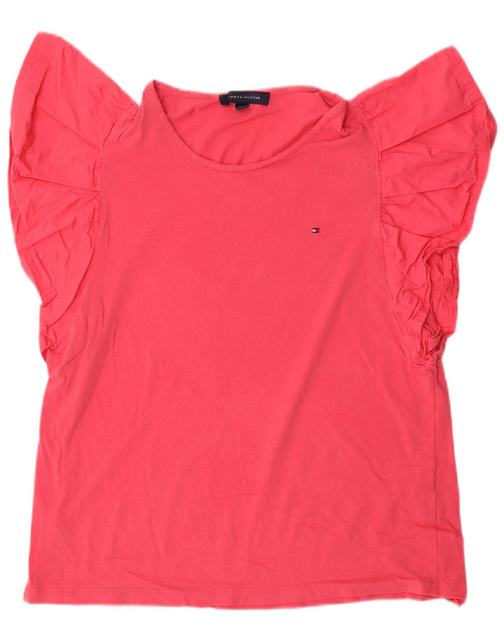 TOMMY HILFIGER Womens Batwing Blouse Top UK 14 Large Pink Cotton