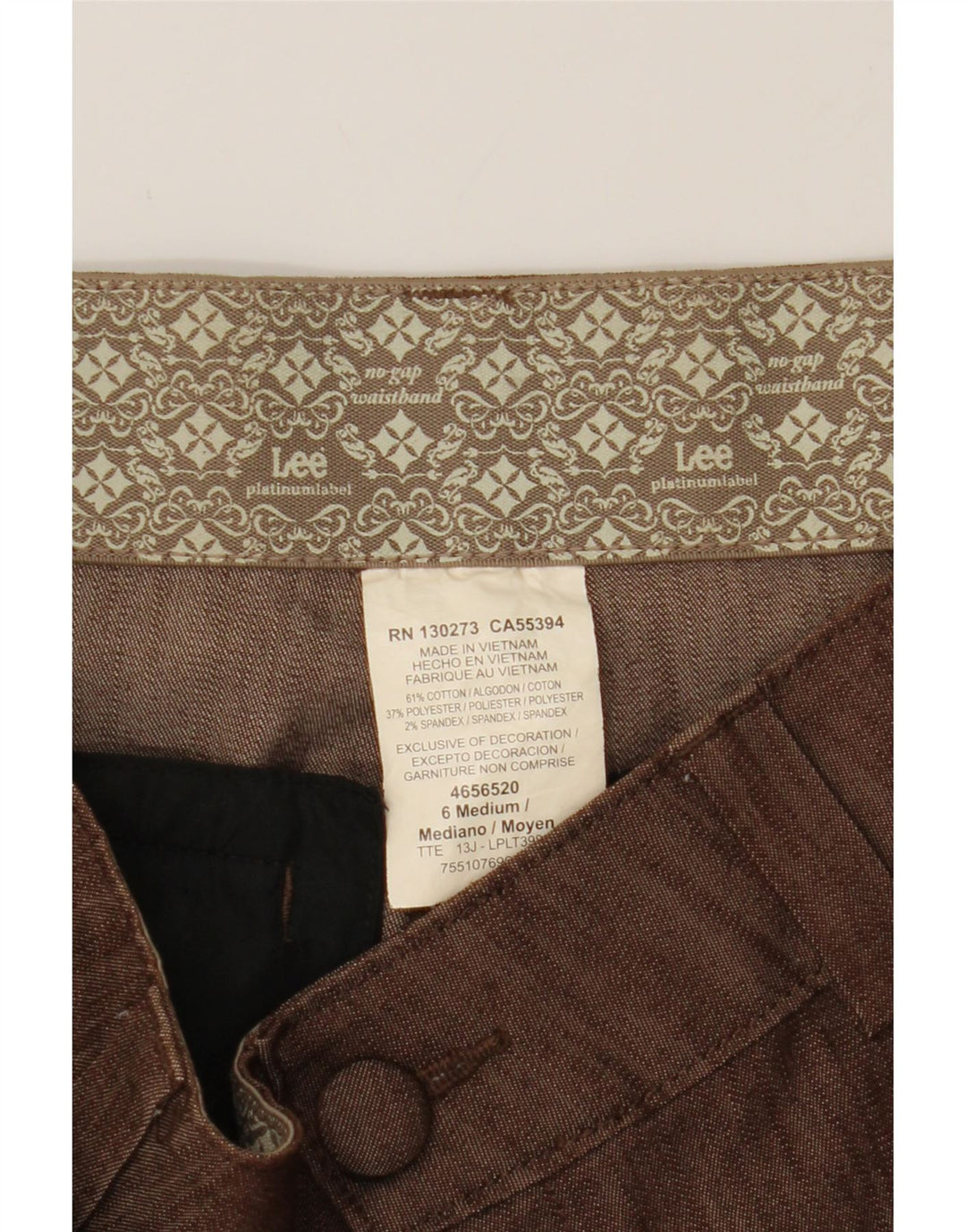 LEE Womens Straight Chino Trousers US 6 Medium W32 L32 Brown Cotton Vintage Lee and Second-Hand Lee from Messina Hembry 