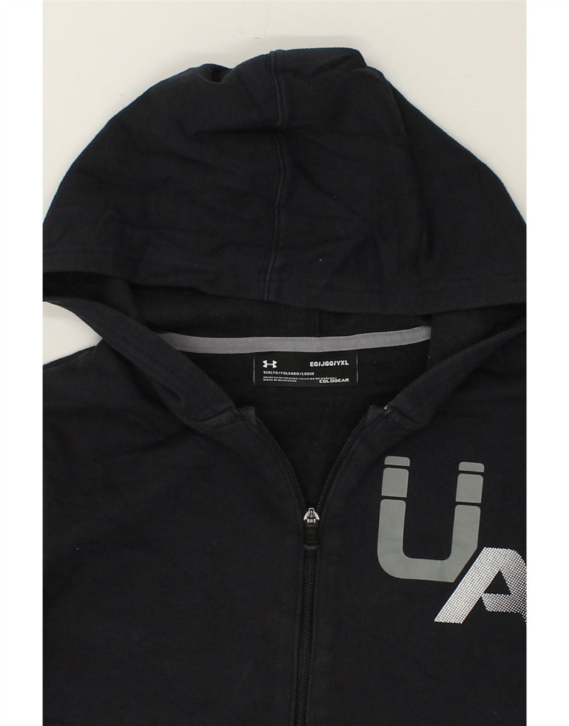UNDER ARMOUR Boys Graphic Zip Hoodie Sweater 15-16 Years XL Black | Vintage Under Armour | Thrift | Second-Hand Under Armour | Used Clothing | Messina Hembry 