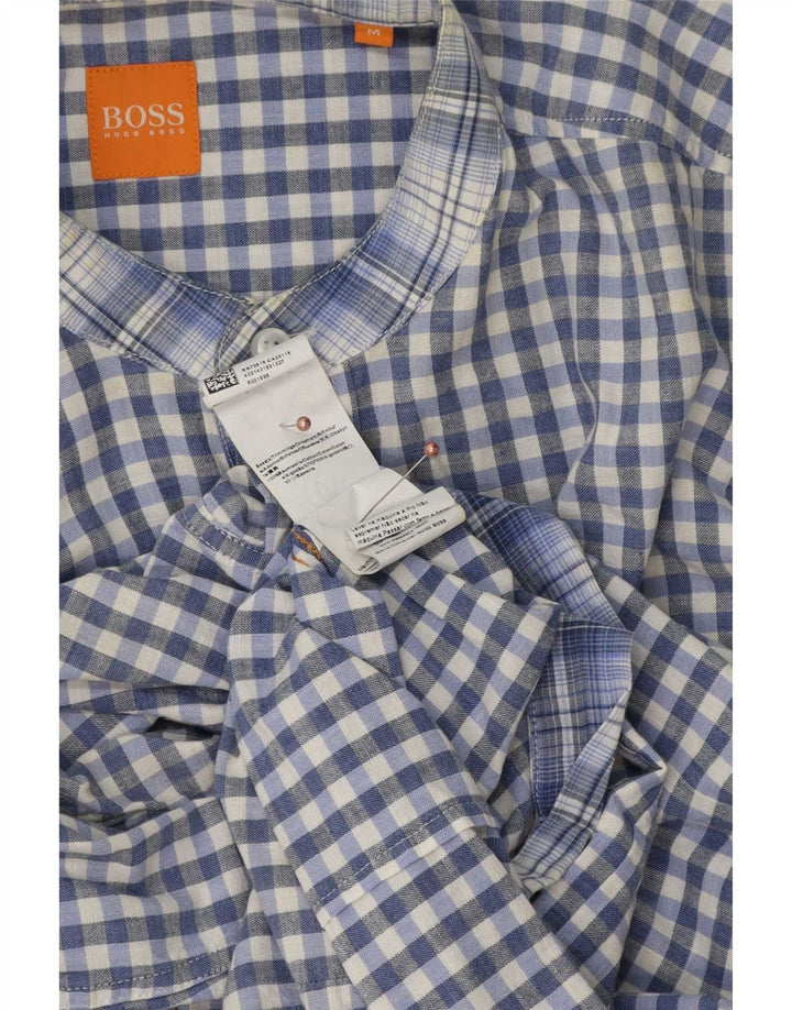 Hugo Boss Mens Shirt Medium Blue Gingham Cotton
