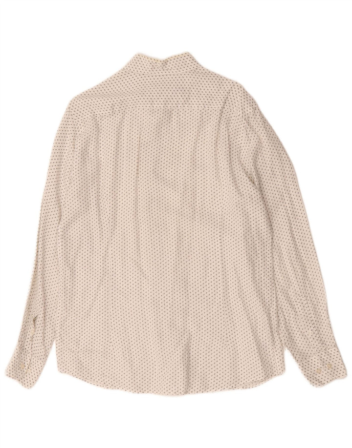 Massimo Dutti Mens Shirt Medium White Spotted Linen