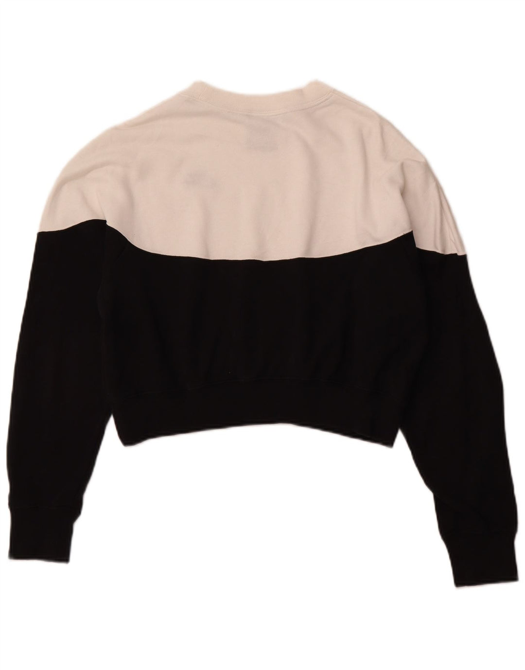 NIKE Womens Crop Sweatshirt Jumper UK 14 Medium Black Colourblock Cotton