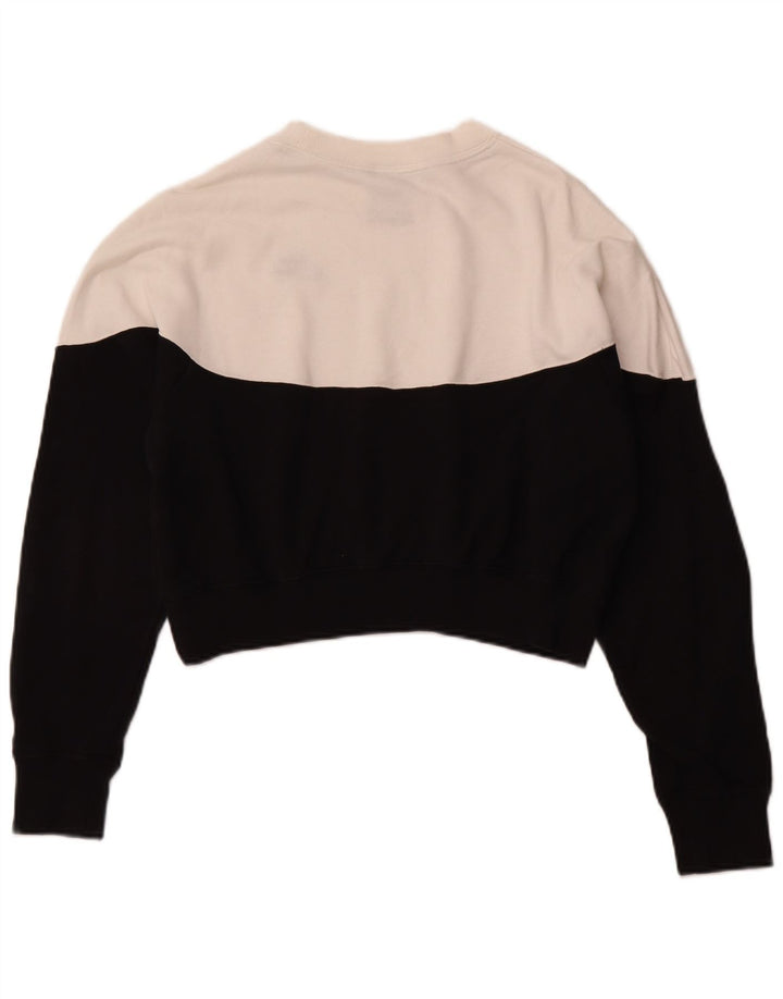 NIKE Womens Crop Sweatshirt Jumper UK 14 Medium Black Colourblock Cotton