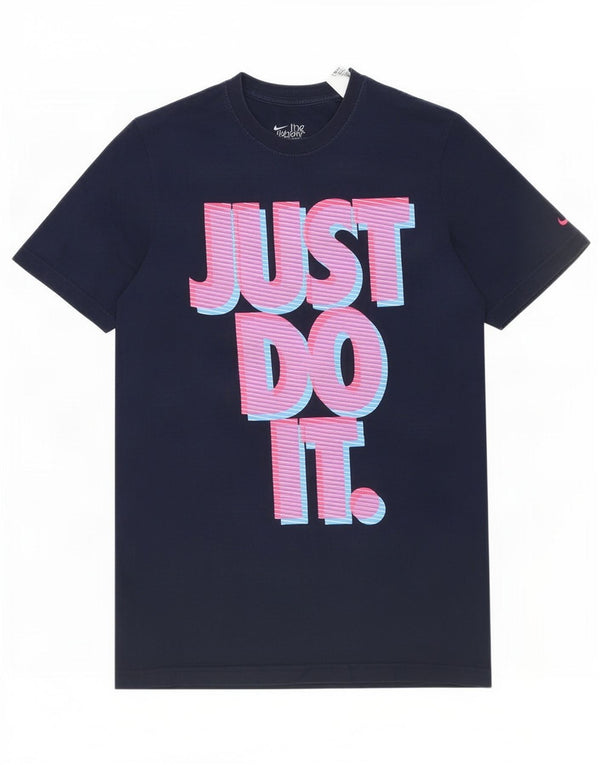 Nike Mens Graphic T-Shirt Top UK 34/36 Small Navy Blue Cotton