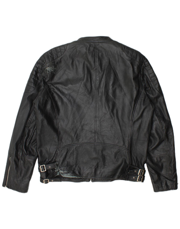Conbipel Mens Leather Biker Jacket IT 54 XL Black Leather