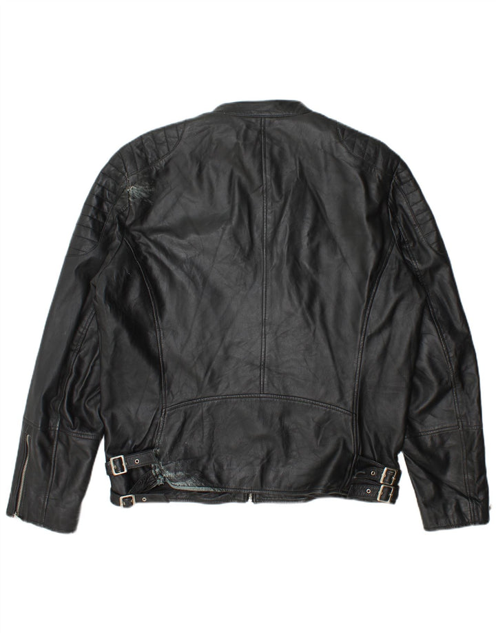 Conbipel Mens Leather Biker Jacket IT 54 XL Black Leather