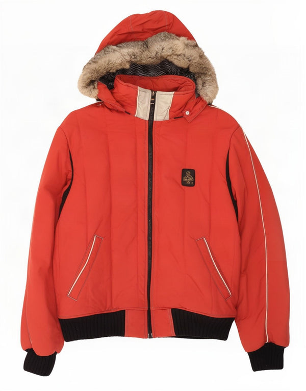 Refrigiwear Mens Hooded Rain Jacket UK 42 XL Red Colourblock Polyamide