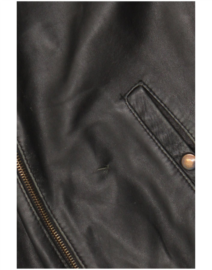 Vintage Womens Leather Jacket UK 16 Large Black Leather